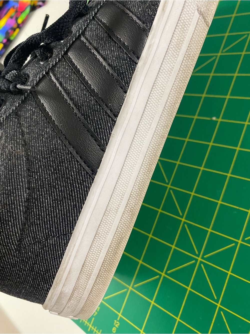 adidas Black Denim Low-Top Sneakers with White Sole - Picture 5 of 8